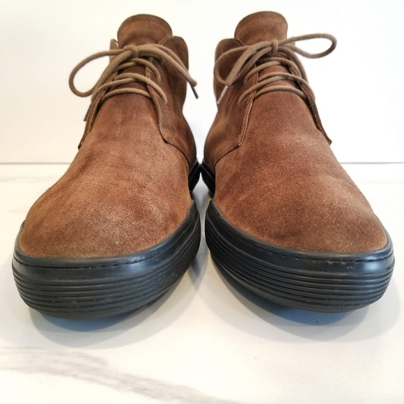 Tod\'s Men\'s Chukka Boots Brown Suede Leather Driver Logo Heel 3 Eye Lace Up Shoe main image 10